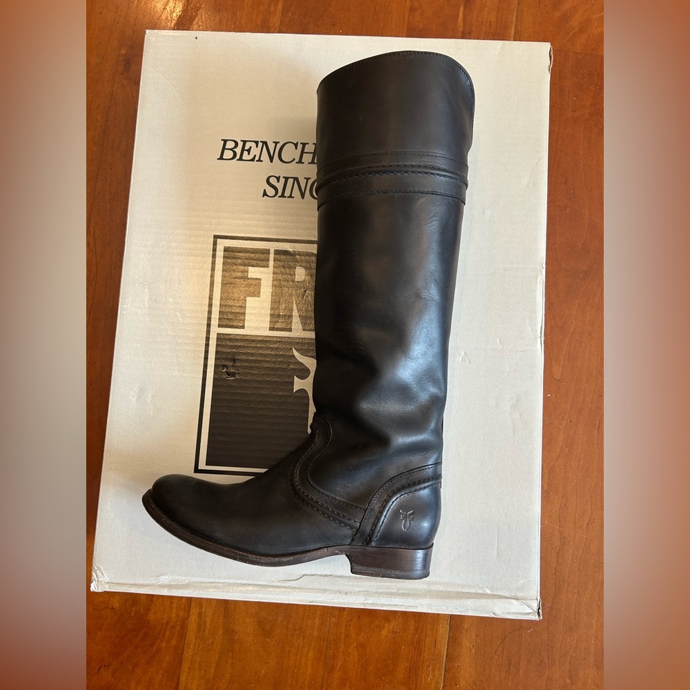 Frye Dark Leather Melissa Trapunto Tall Black Boots SIZE 6
